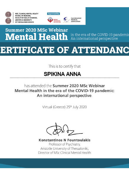 Summer 2020 MSc Webinar - Certificate of Attendance