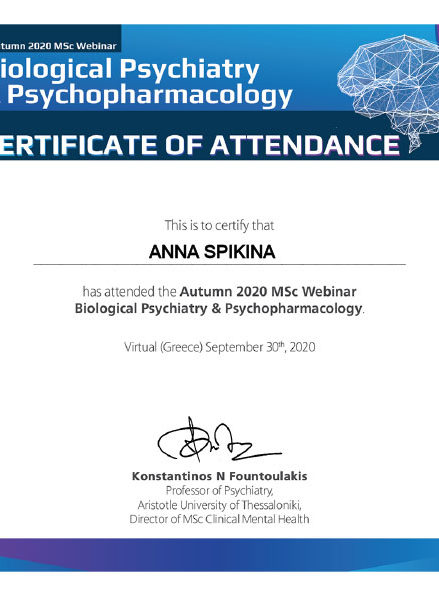 Autumn 2020 MSc Webinar - Certificate of Attendance